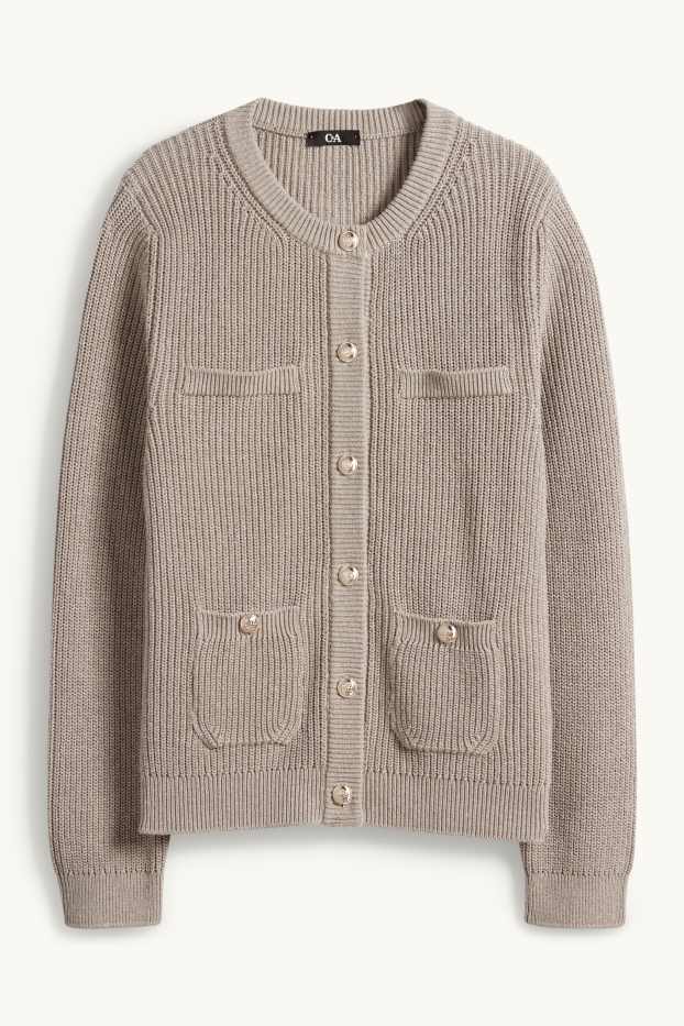 Dames - Gebreid vest - ribstof - taupe