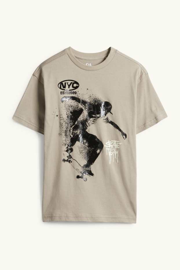 Kinderen: jongens - Skater - T-shirt - taupe