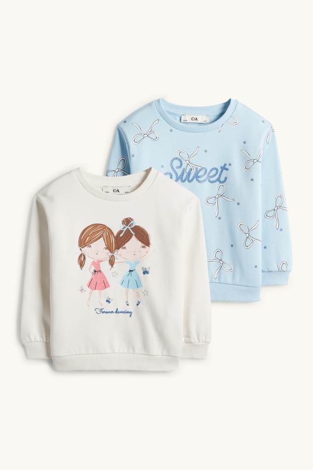 Kinder Mädchen - Multipack 2er - Schleife und Ballerina - Sweatshirt - cremeweiss