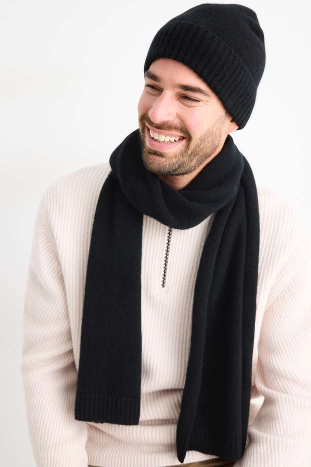 Heren - Sjaal van kasjmier - zwart