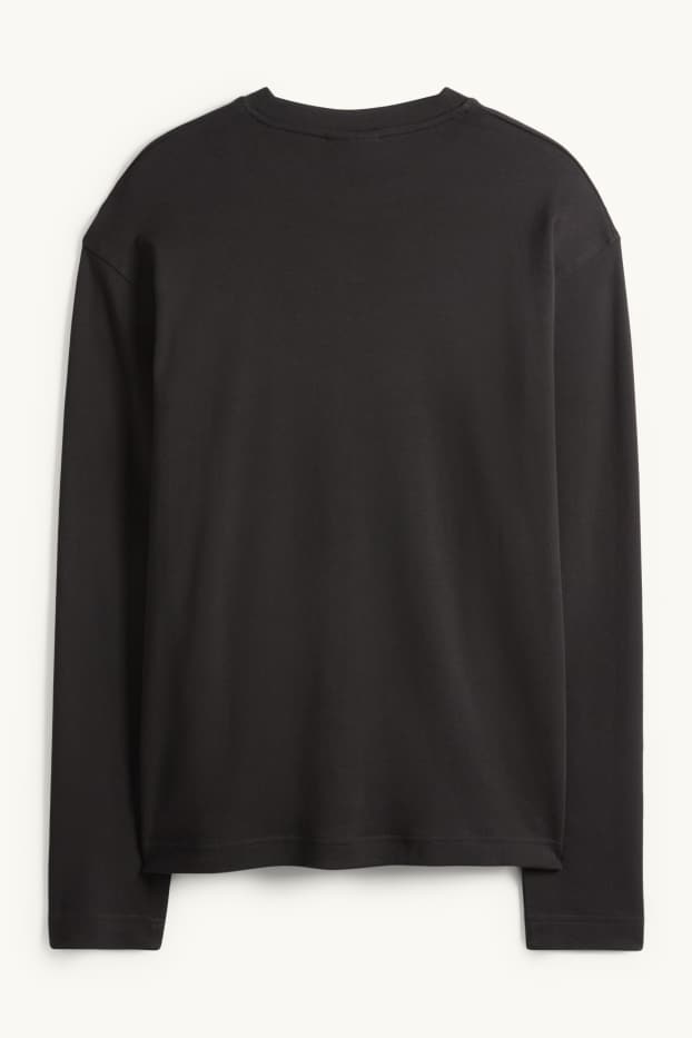 Herren - Langarmshirt - Relaxed Fit - schwarz