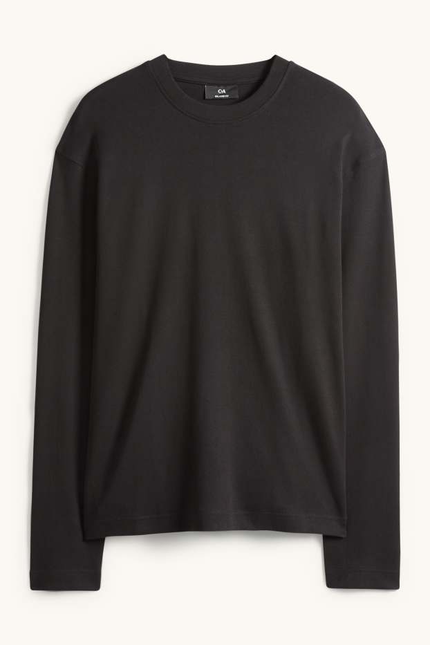 Herren - Langarmshirt - Relaxed Fit - schwarz