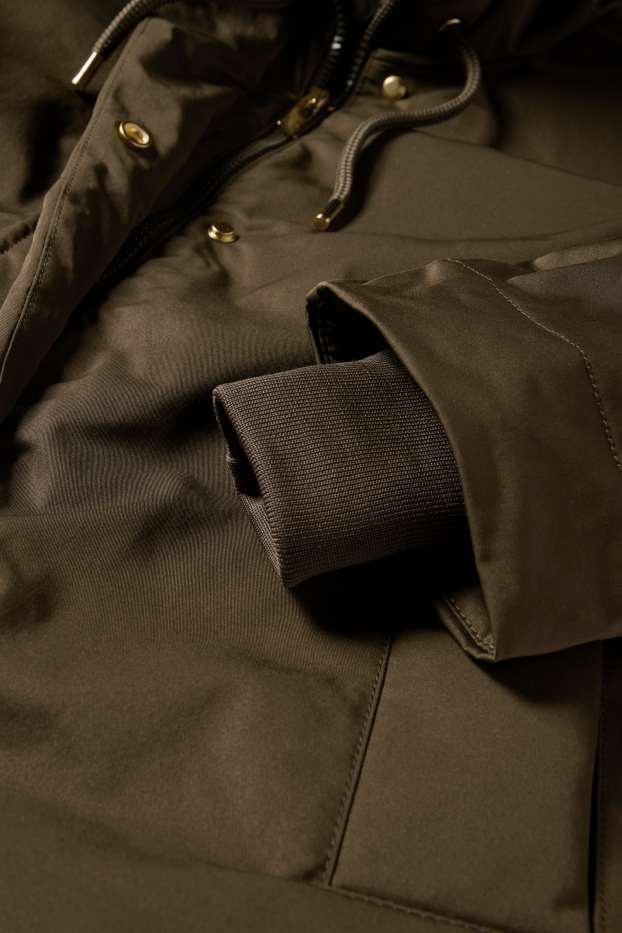 Damen - Jacke mit Kapuze - gefüttert - wasserabweisend - khaki