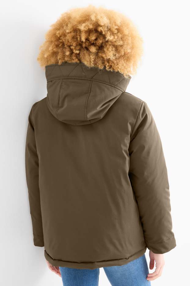 Damen - Jacke mit Kapuze - gefüttert - wasserabweisend - khaki