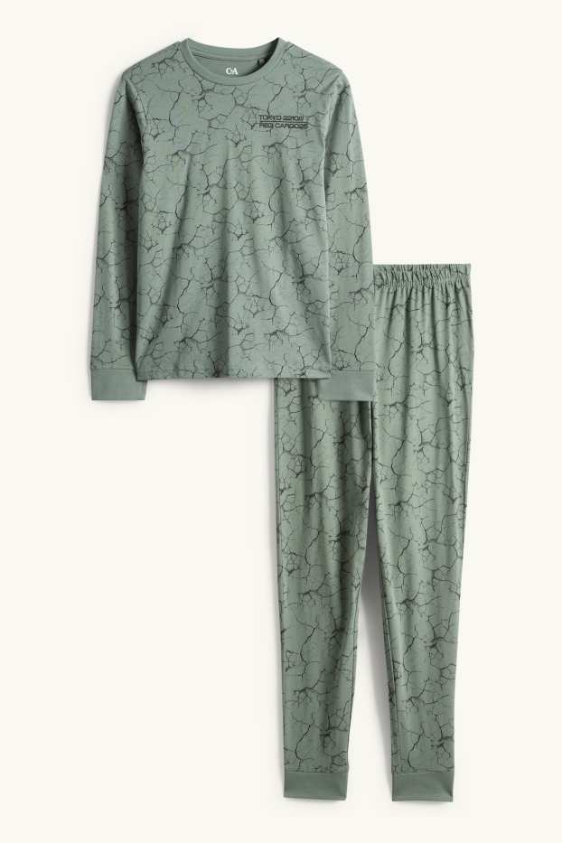 Kinder Buben - Pyjama - 2 teilig - gemustert - grün