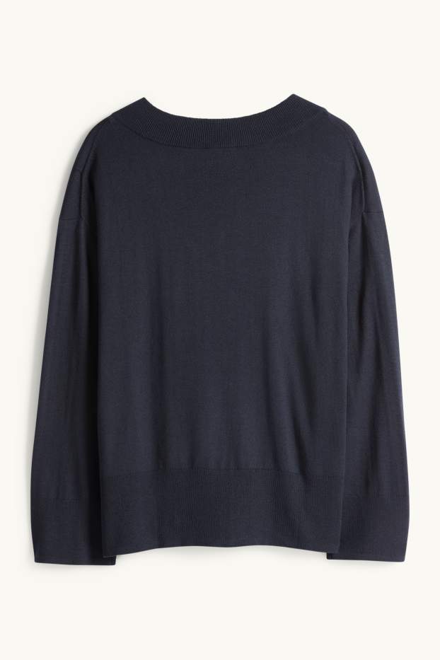 Dona - Jersei amb el coll en punta - blau fosc