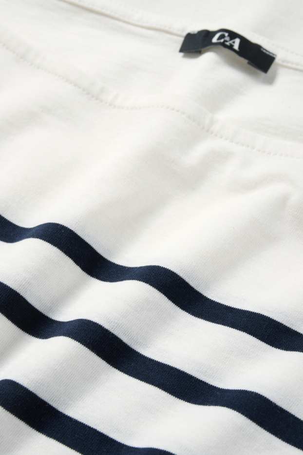 Femmes - Haut à manches longues - regular fit - à rayures - bleu foncé / blanc crème