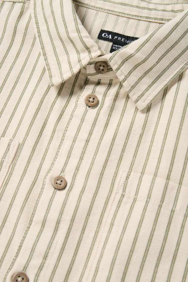 Enfants garçons - Chemise - à rayures - texturée - beige / vert