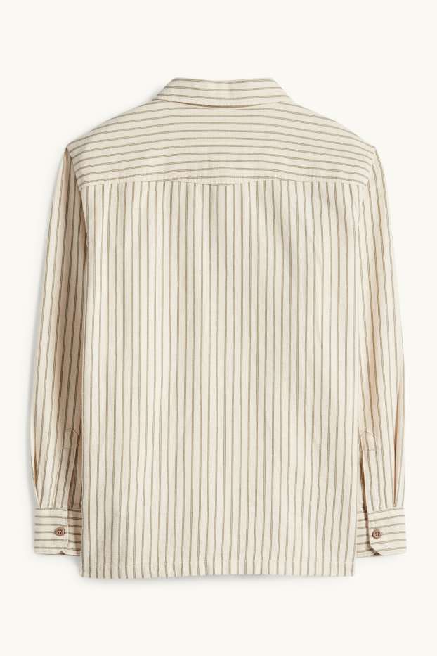 Enfants garçons - Chemise - à rayures - texturée - beige / vert