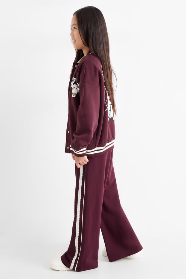 Kinder Mädchen - New York - Jogginghose - Broderie Anglaise - bordeaux