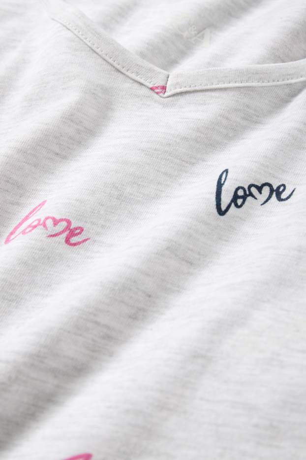 Damen - Nachthemd - gemustert - hellgrau-melange