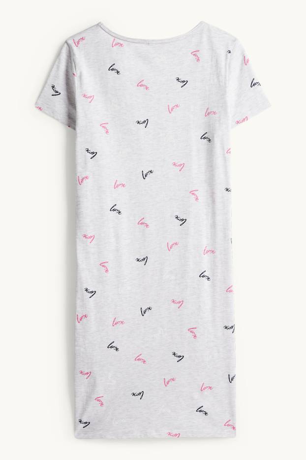 Damen - Nachthemd - gemustert - hellgrau-melange