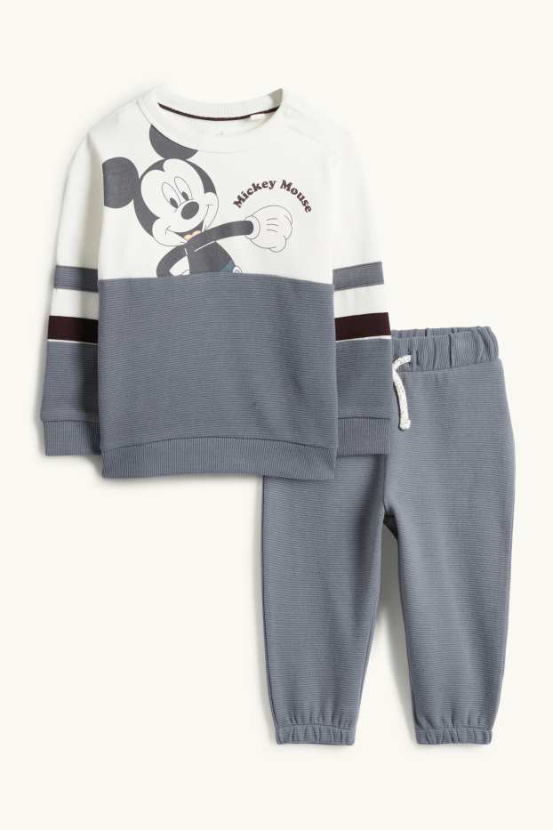 Bébés garçons - Mickey Mouse - tenue bébé - côtelée - 2 pièces - gris