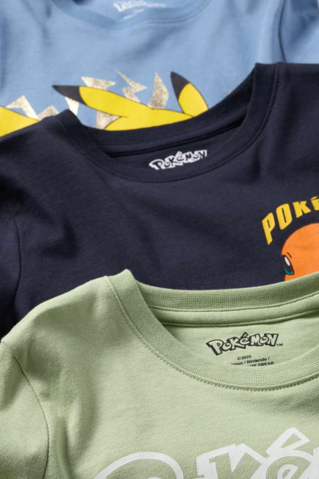 Bambini - Confezione da 3 - Pokémon - maglia a maniche lunghe - verde chiaro