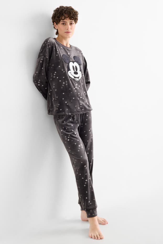 Women - Winter pyjamas - patterned - Mickey Mouse - gray