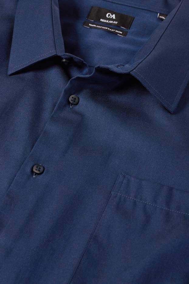 Hommes - Chemise - regular fit - col kent - facile à repasser - bleu foncé