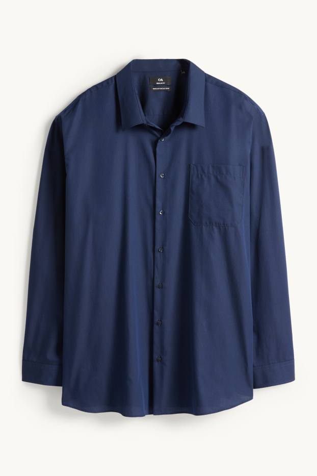 Hommes - Chemise - regular fit - col kent - facile à repasser - bleu foncé