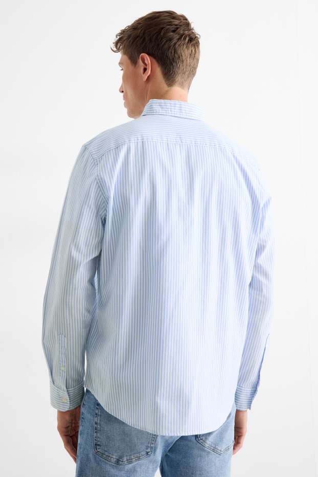 Hommes - Chemise - regular fit - col button-down - à rayures - blanc / bleu clair