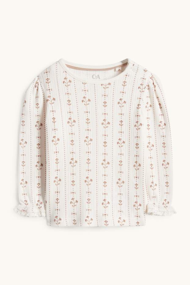 Bebeluși - fete - Floricele - compleu bebeluși - 2 piese - bej