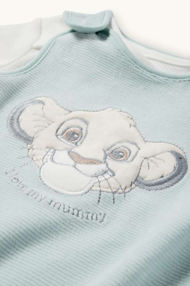 Neonati - Il Re Leone - set con tutina - a coste - 2 pezzi - turchese
