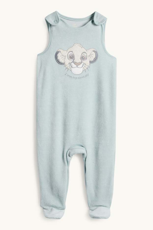 Neonati - Il Re Leone - set con tutina - a coste - 2 pezzi - turchese