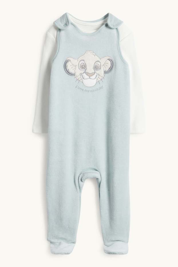 Neonati - Il Re Leone - set con tutina - a coste - 2 pezzi - turchese