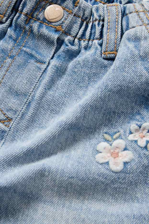Bébés filles - Petites fleurs - jean bébé - jean bleu clair