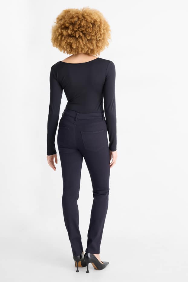 Damen - Stoffhose - High Waist - Slim Fit - dunkelblau