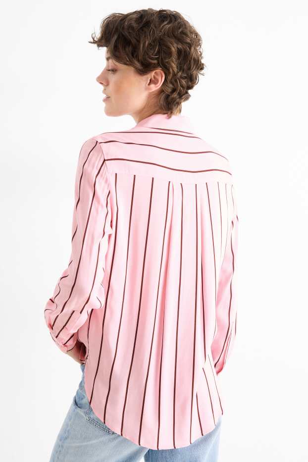 Donna - Blusa - a righe - marrone / rosa