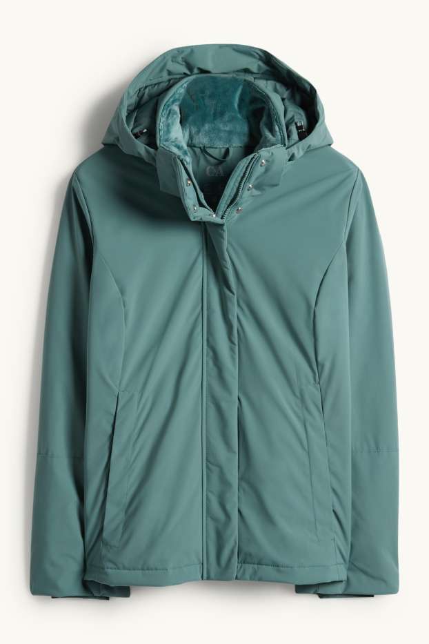 Donna - Giacca con cappuccio - foderata - idrorepellente - verde