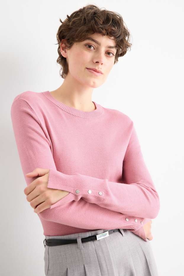 Femei - Pulover din tricot fin - roz