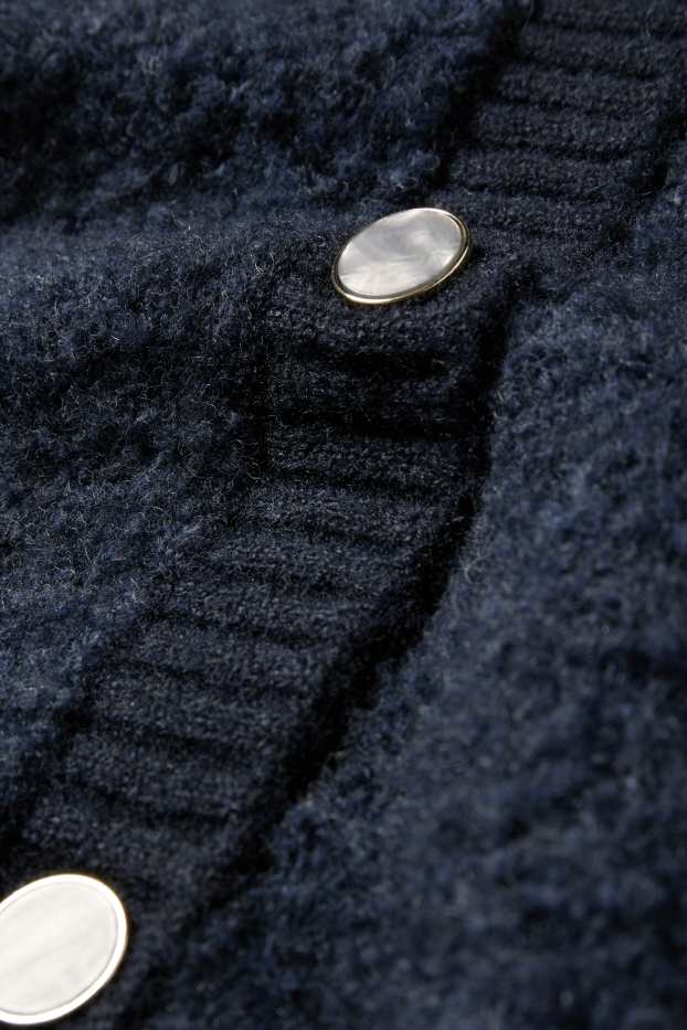 Femei - Cardigan tricotat din bouclé - albastru închis