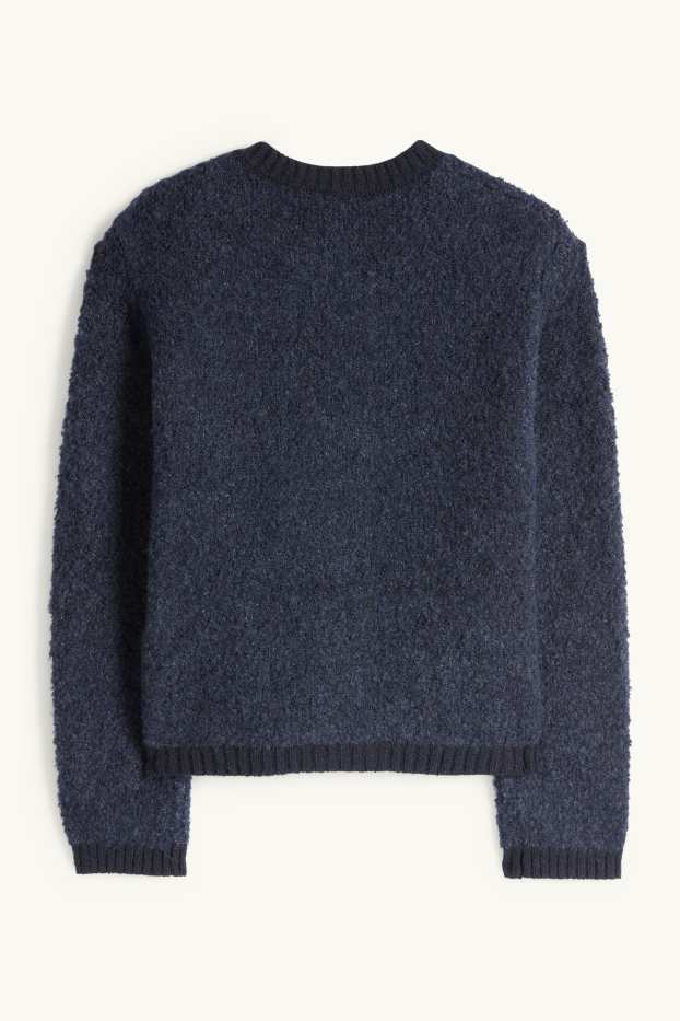 Femei - Cardigan tricotat din bouclé - albastru închis