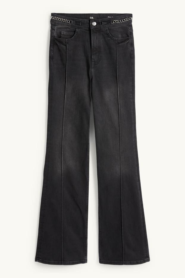 Dames - Flared jeans - high waist - jeansdonkergrijs