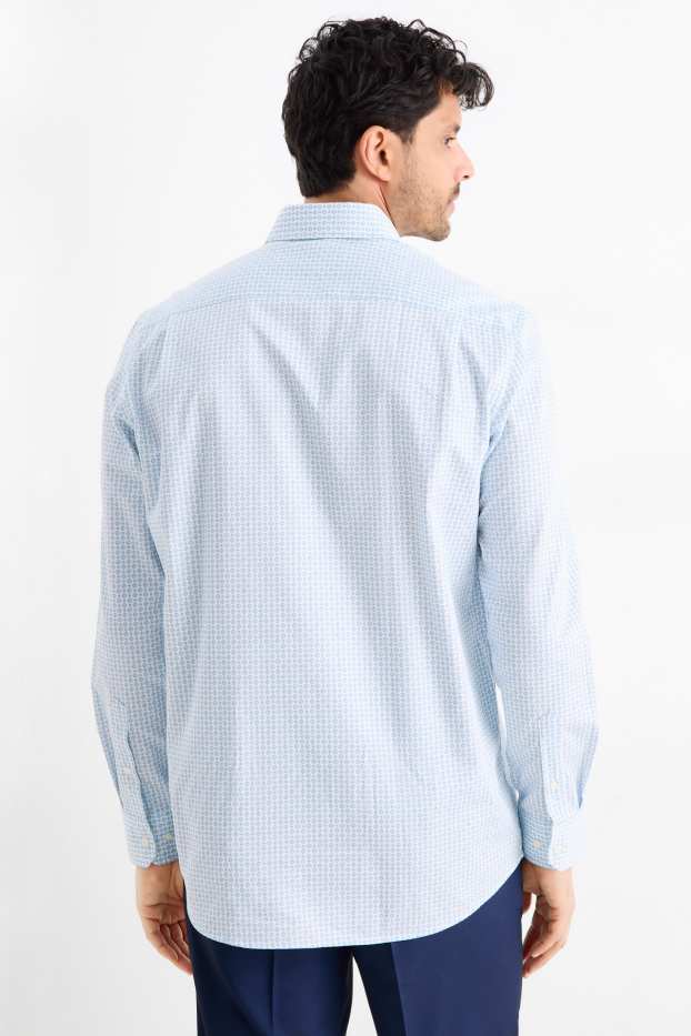 Home - Camisa formal - regular fit - Kent - fàcil de planxar - estampada - blanc / blau clar