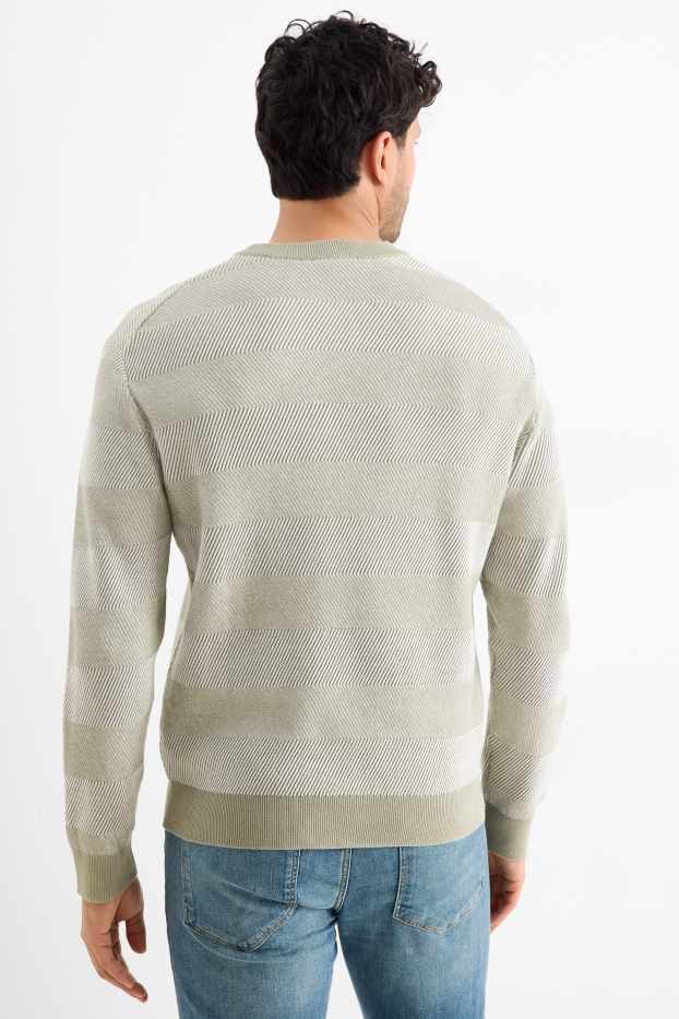Herren - Pullover - gestreift - strukturiert - mintgrün