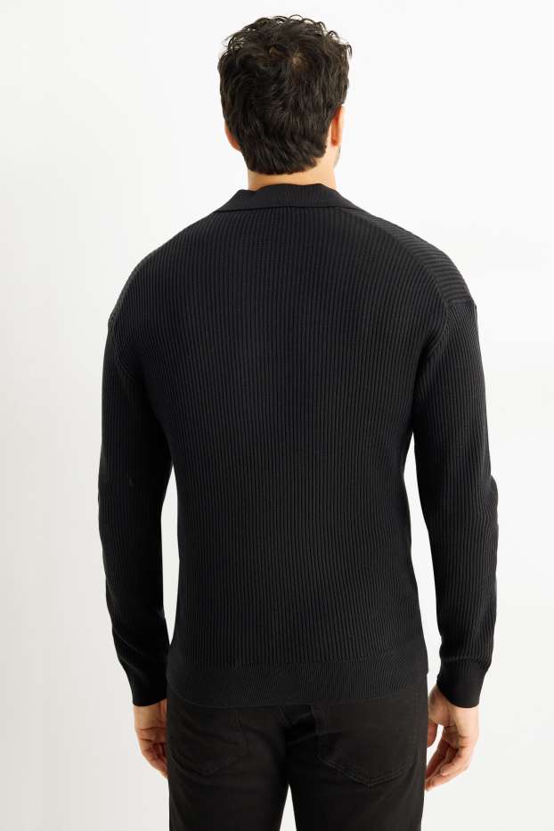 Home - Jersei - de canalé - negre