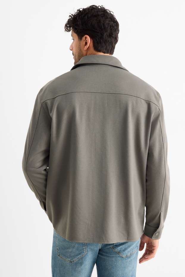 Uomo - Giacca a camicia - relaxed fit - collo all'italiana - verde