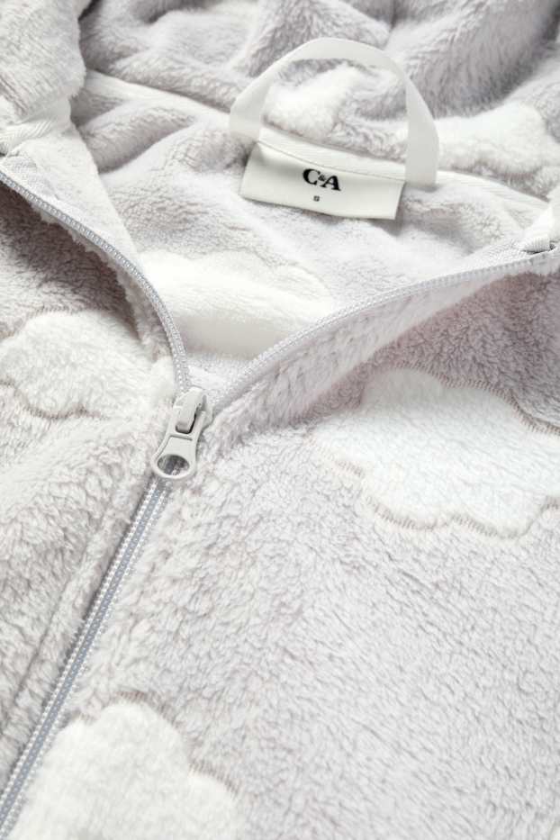 Femmes - Peignoir à capuche - à motif - gris clair