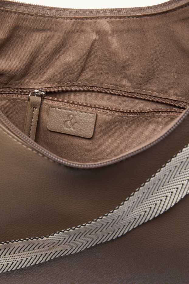 Dames - Schoudertas met afneembare draagriem - imitatieleer - lichtbruin