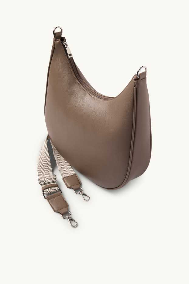 Dames - Schoudertas met afneembare draagriem - imitatieleer - lichtbruin