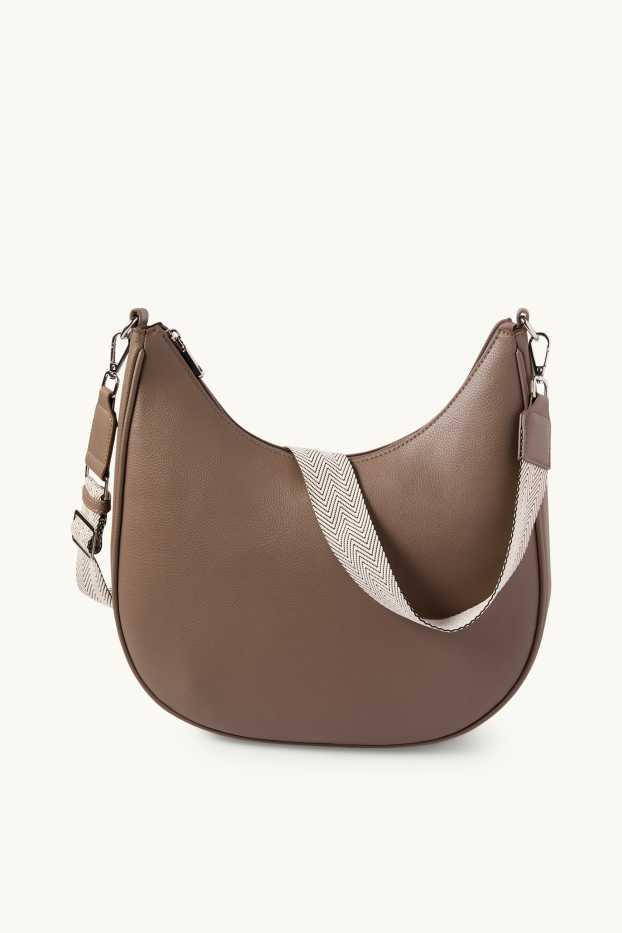 Dames - Schoudertas met afneembare draagriem - imitatieleer - lichtbruin