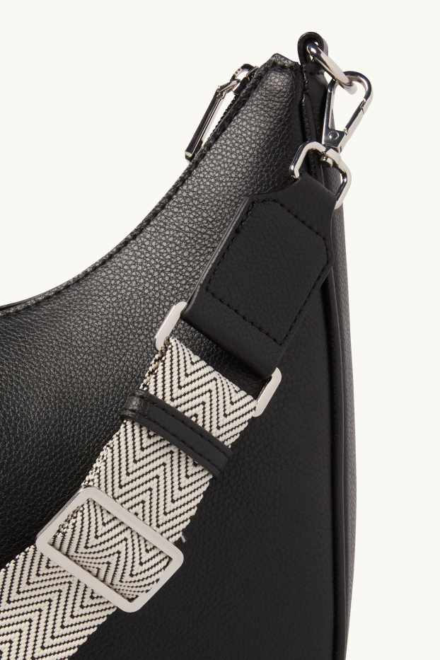 Dames - Schoudertas met afneembare draagriem - imitatieleer - zwart