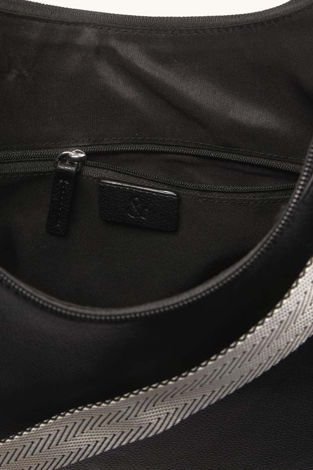 Dames - Schoudertas met afneembare draagriem - imitatieleer - zwart