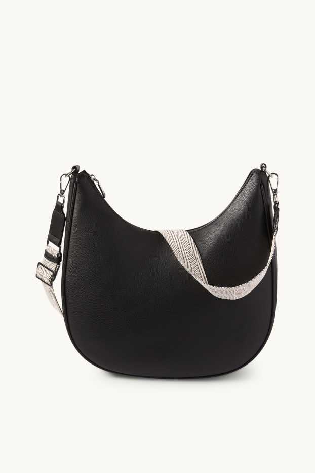 Dames - Schoudertas met afneembare draagriem - imitatieleer - zwart