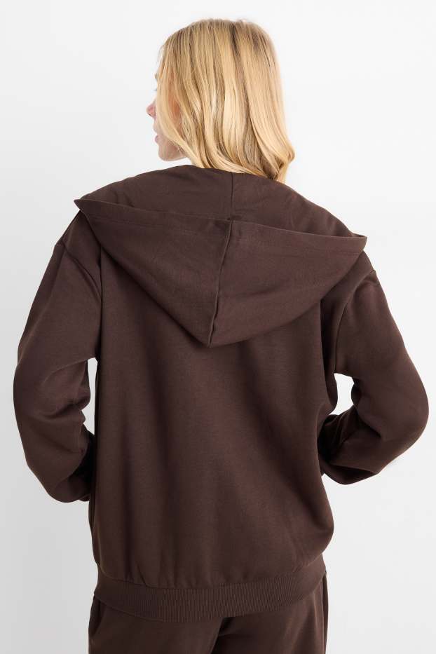 Femmes - Sweat zippé à capuche - marron foncé