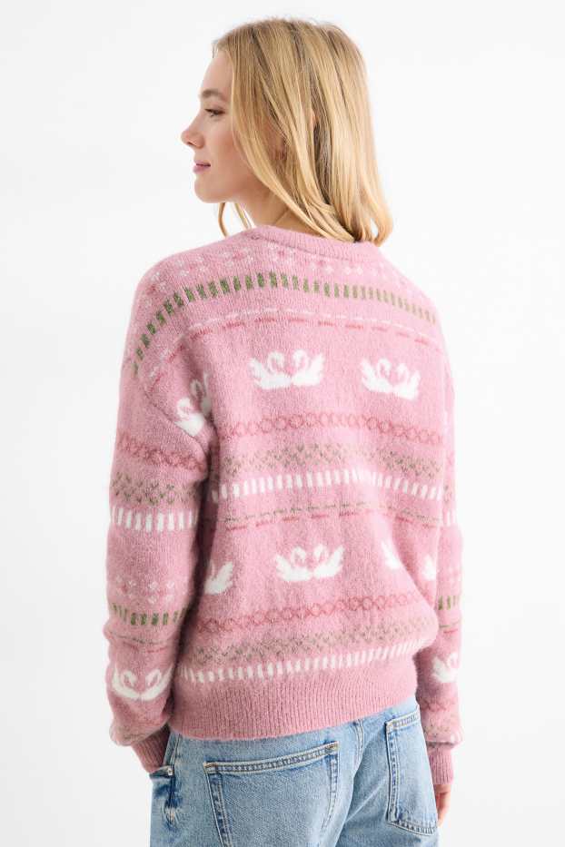 Women - Jumper - patterned - rose