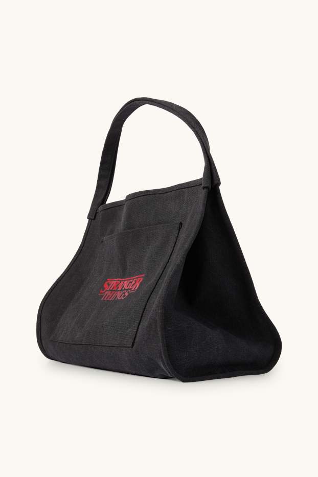 Dámské - Velká kabelka shopper - Stranger Things - černá
