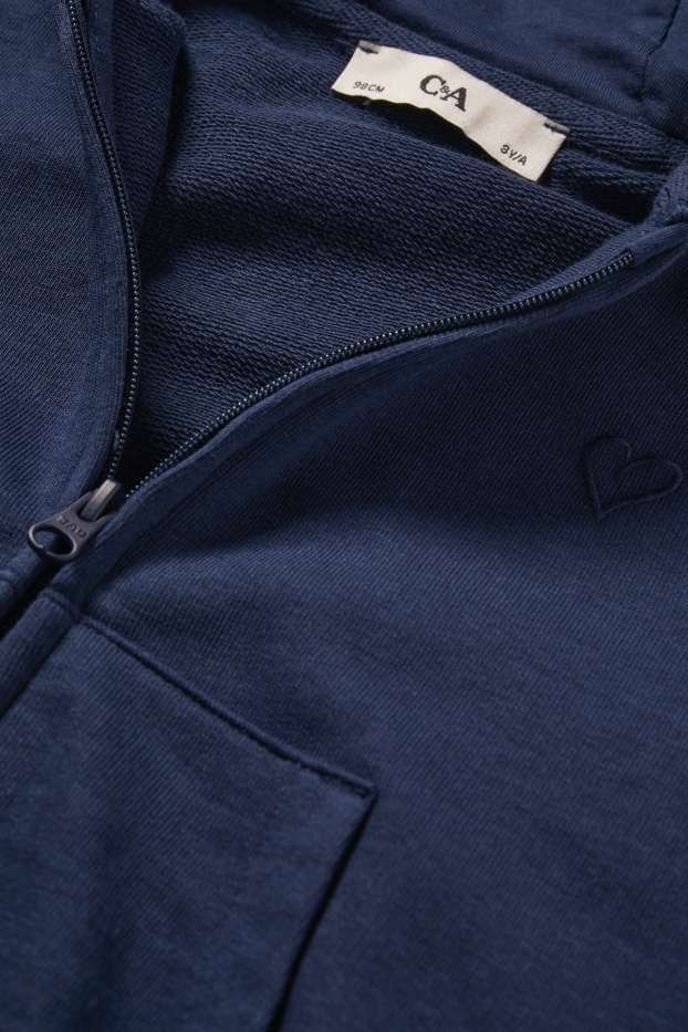 Bambine - Cuore - felpa con zip e cappuccio - blu scuro