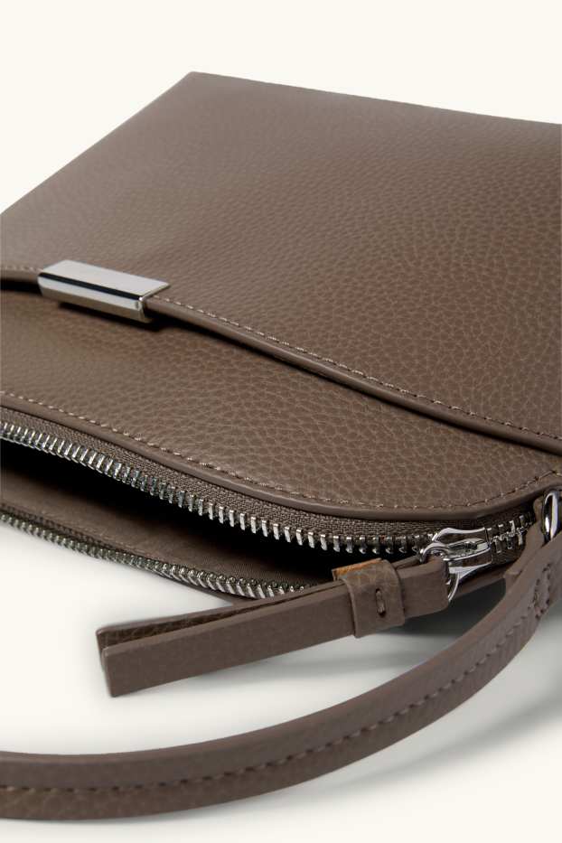 Donna - Borsa a tracolla - similpelle - marrone scuro